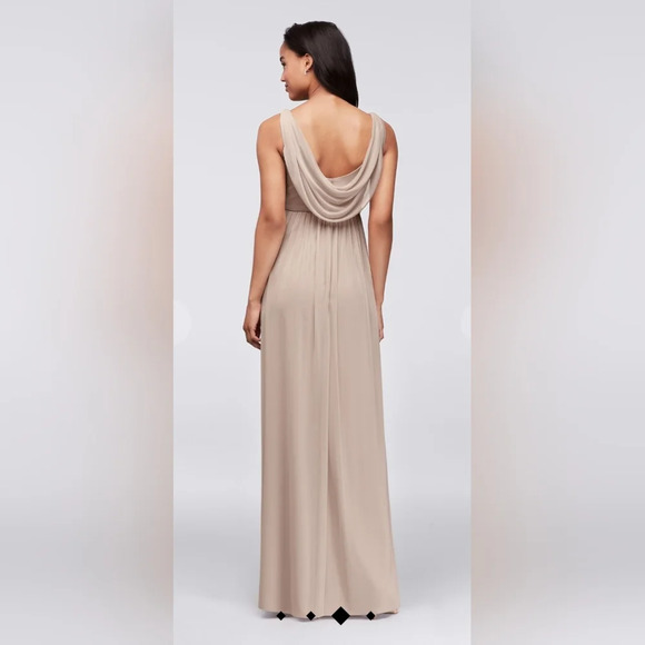 David's Bridal Size 24 Iris/Lavender Long Bridesmaid Dress with Cowl Neck Back - Picture 8 of 16